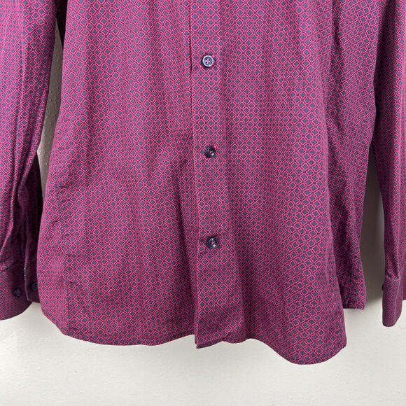A21 Button Down Shirt Men Large Grey Pink Long Sleeve Graphic Cotton Casual - Picture 7 of 13